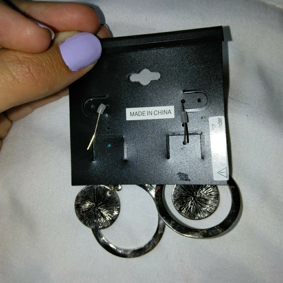 Turquoise Stone & Silver Dangle Earrings - Picture 2 of 2